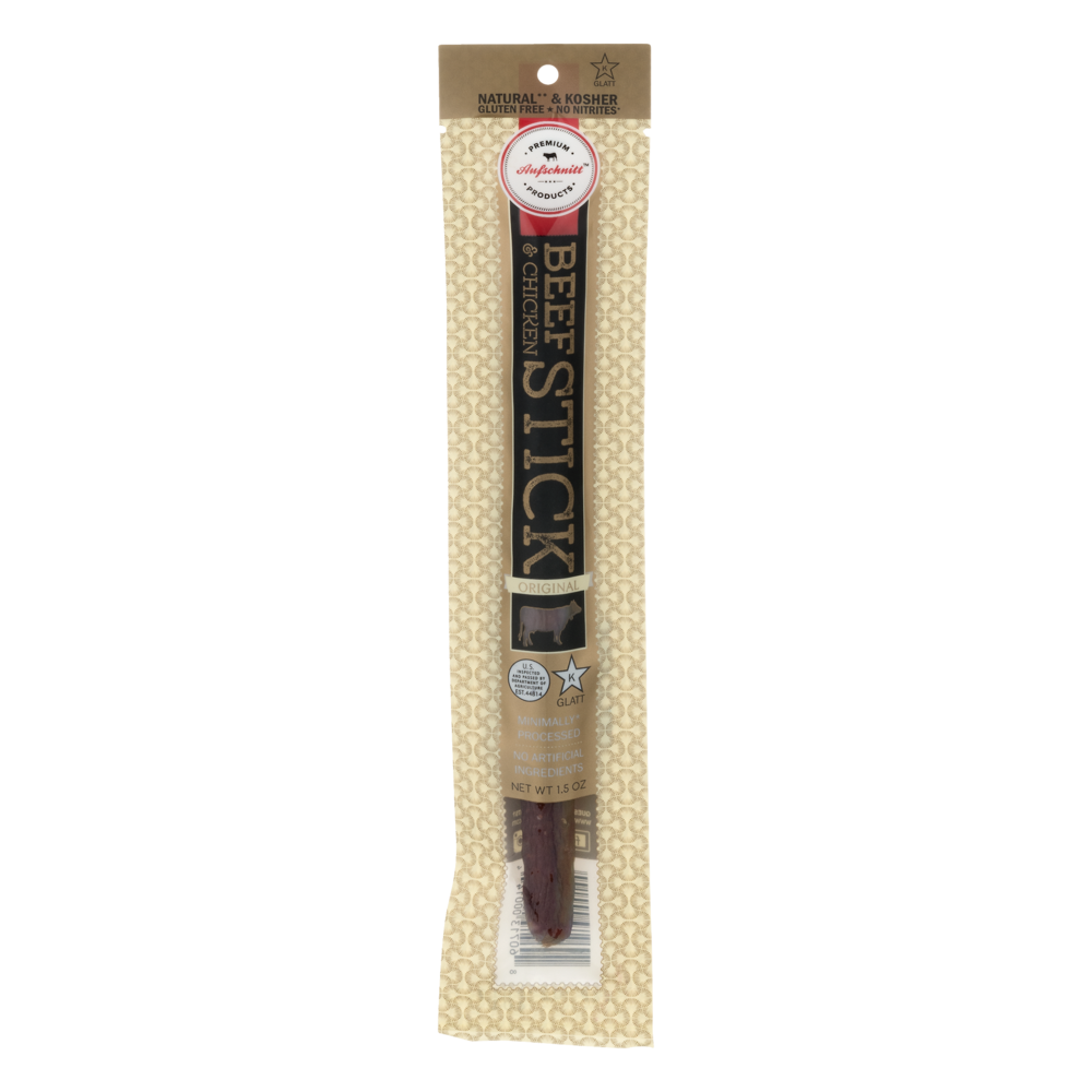 slide 1 of 1, Aufschnitt Kosher Original Beef & Chicken Jerky Stick, 1.5 oz