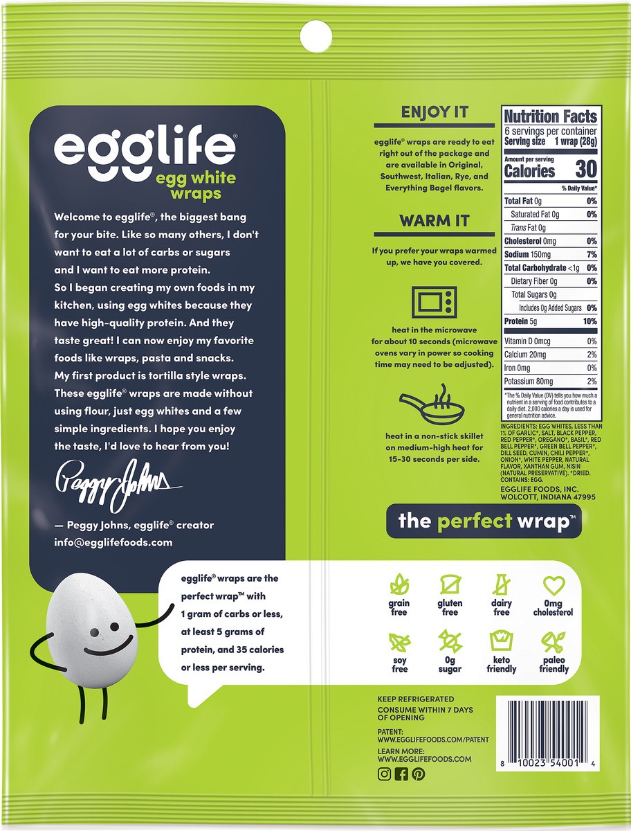 slide 2 of 3, egglife Italian Egg White Wraps, 20 ct