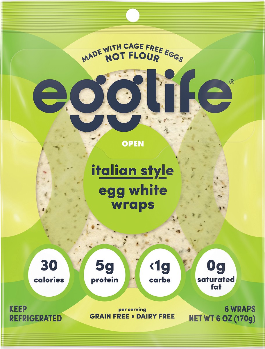 slide 1 of 3, egglife Italian Egg White Wraps, 20 ct