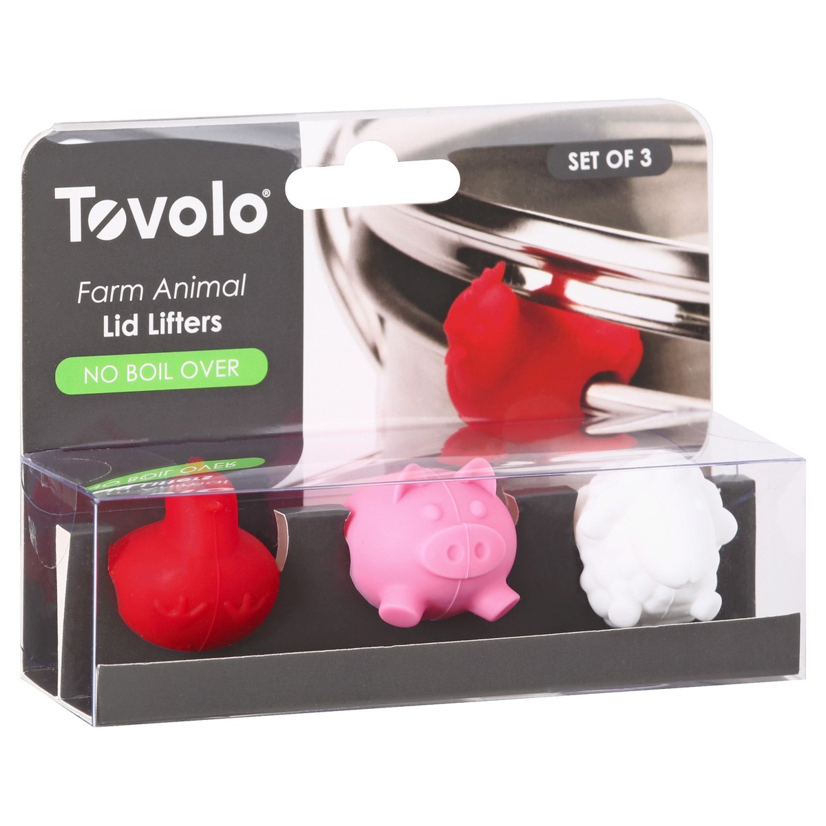 slide 2 of 8, Tovolo 3 Pack No Boil Over Farm Animal Lid Lifters 3 ea, 3 ct