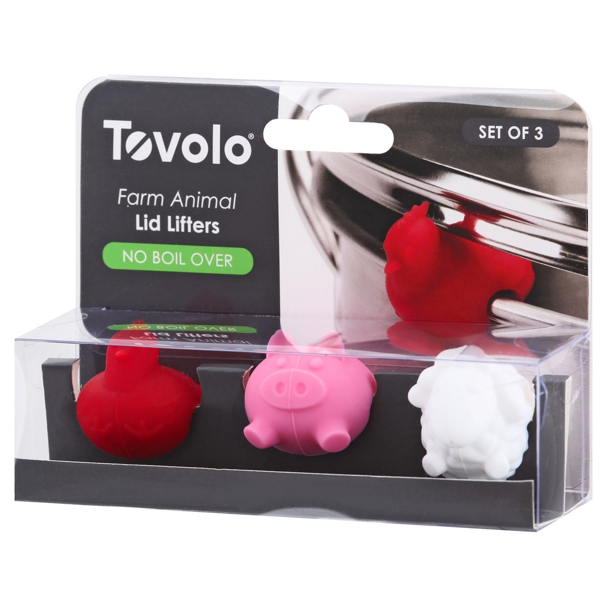 slide 3 of 8, Tovolo 3 Pack No Boil Over Farm Animal Lid Lifters 3 ea, 3 ct