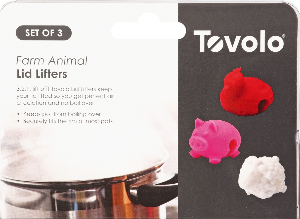 slide 8 of 8, Tovolo 3 Pack No Boil Over Farm Animal Lid Lifters 3 ea, 3 ct