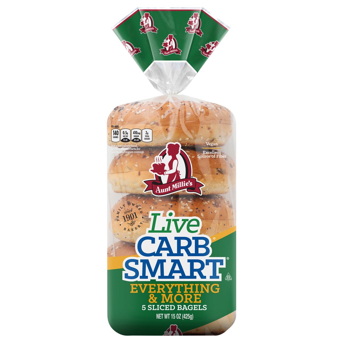 slide 4 of 12, Aunt Millie's Live Carb Smart Everything & More Bagel 5ct, 15 oz