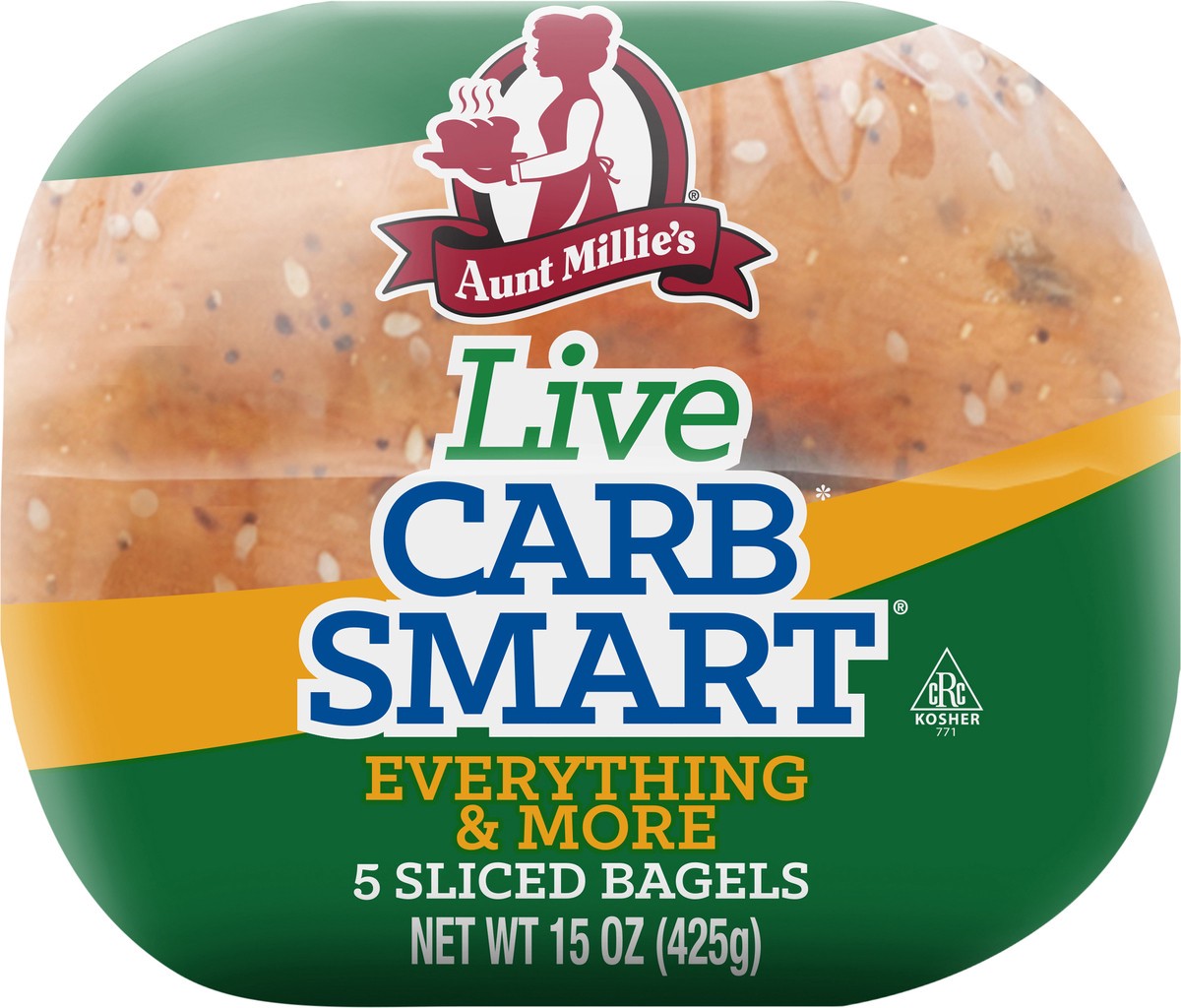 slide 2 of 12, Aunt Millie's Live Carb Smart Everything & More Bagel 5ct, 15 oz