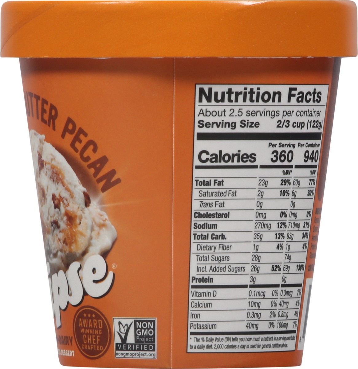 slide 8 of 9, Eclipse Non-Dairy Caramel Butter Pecan Frozen Dessert 14 oz, 14 oz