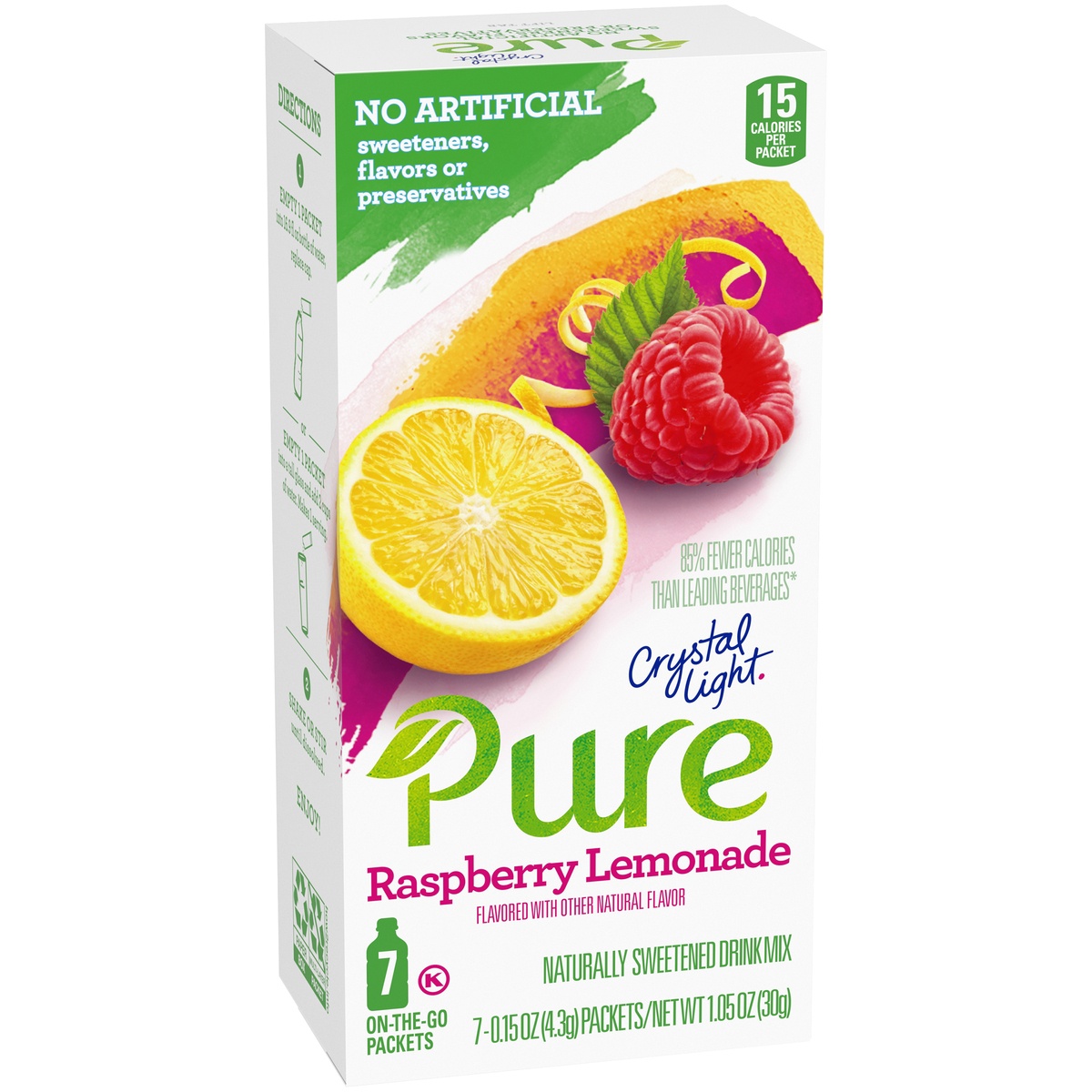 slide 2 of 11, Crystal Light Pure Raspberry Lemonade Naturally Flavored Powdered Drink Mix with No Artificial Sweeteners On-the-Go, 7 ct; 0.15 oz