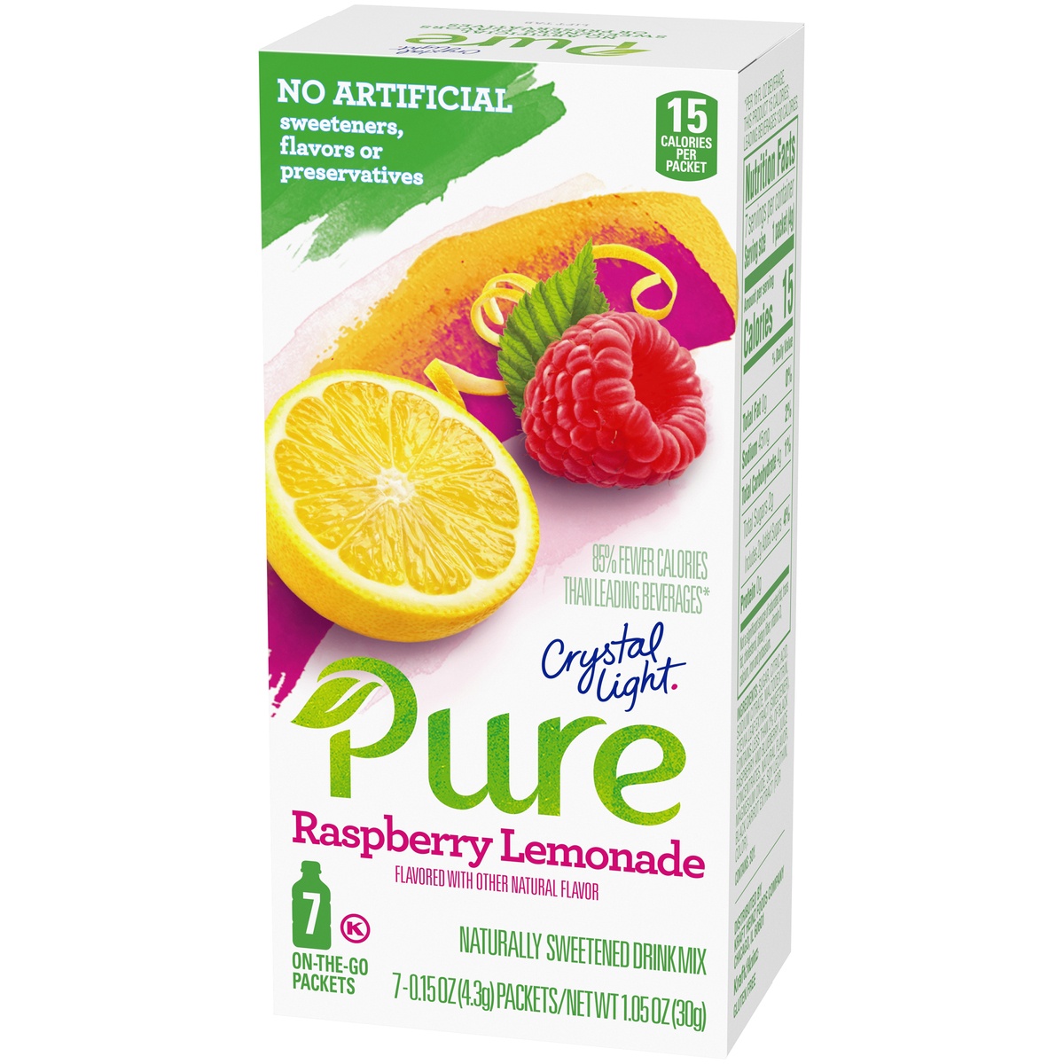 slide 3 of 11, Crystal Light Pure Raspberry Lemonade Naturally Flavored Powdered Drink Mix with No Artificial Sweeteners On-the-Go, 7 ct; 0.15 oz