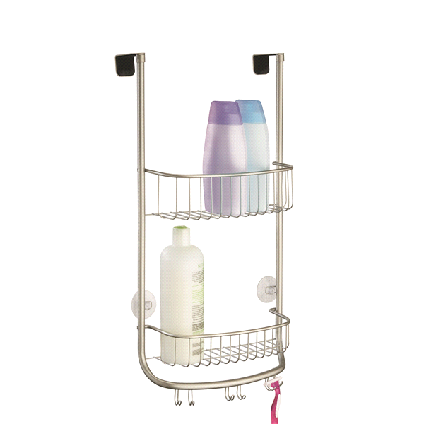 slide 1 of 1, InterDesign Forma Bathroom Over Door Shower Caddy for Shampoo, Conditioner, Soap, Satin, 1 ct