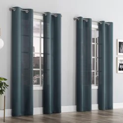 Sun Zero Libby Room Darkening Grommet 4 Pack Curtain Panel Set Harbor 104x84