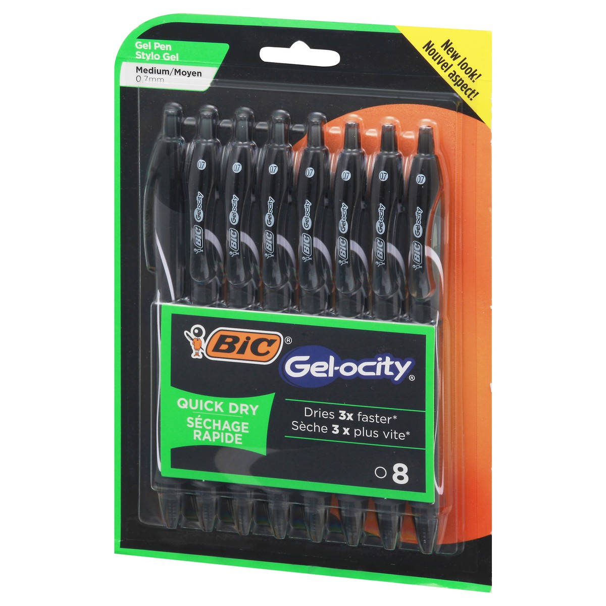 slide 10 of 10, BIC Gel-ocity Quick Dry Retractable Gel Pen, Black, 8 ct