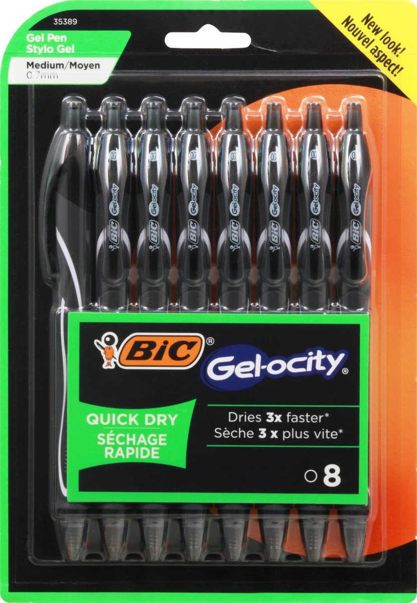 slide 5 of 10, BIC Gel-ocity Quick Dry Retractable Gel Pen, Black, 8 ct