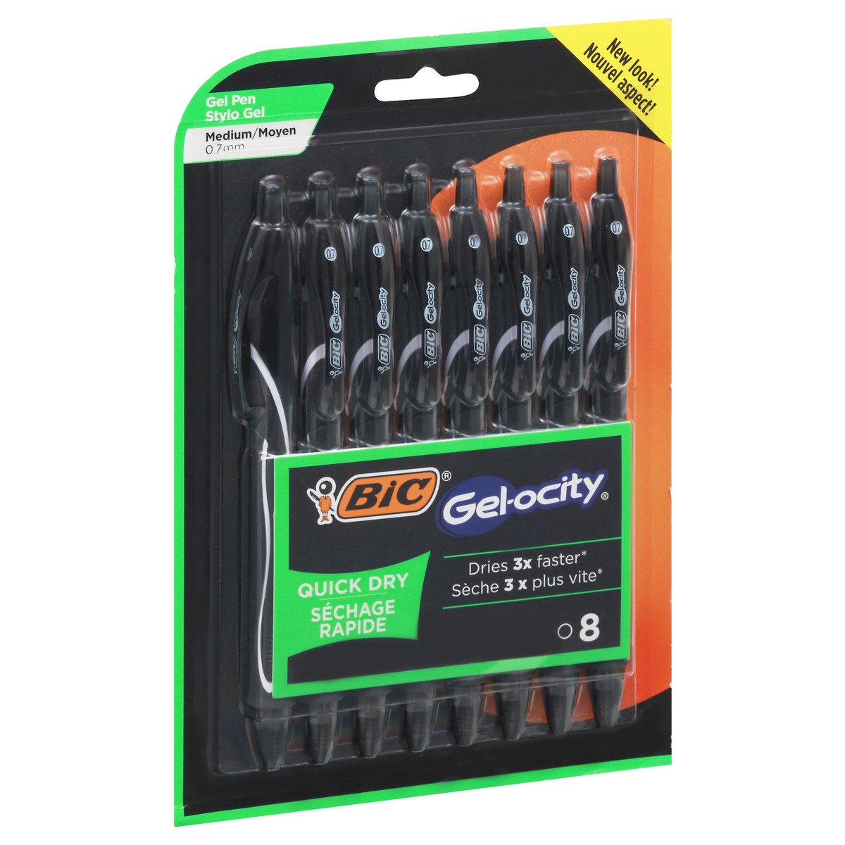 slide 6 of 10, BIC Gel-ocity Quick Dry Retractable Gel Pen, Black, 8 ct