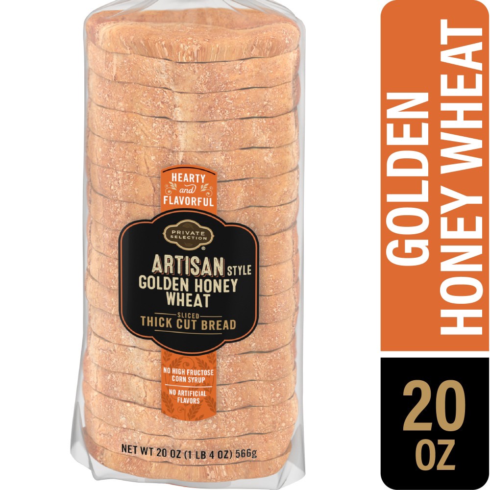 slide 1 of 6, Private Selection Artisan Style Golden Honey Wheat Thick Cut Bread, 20 oz