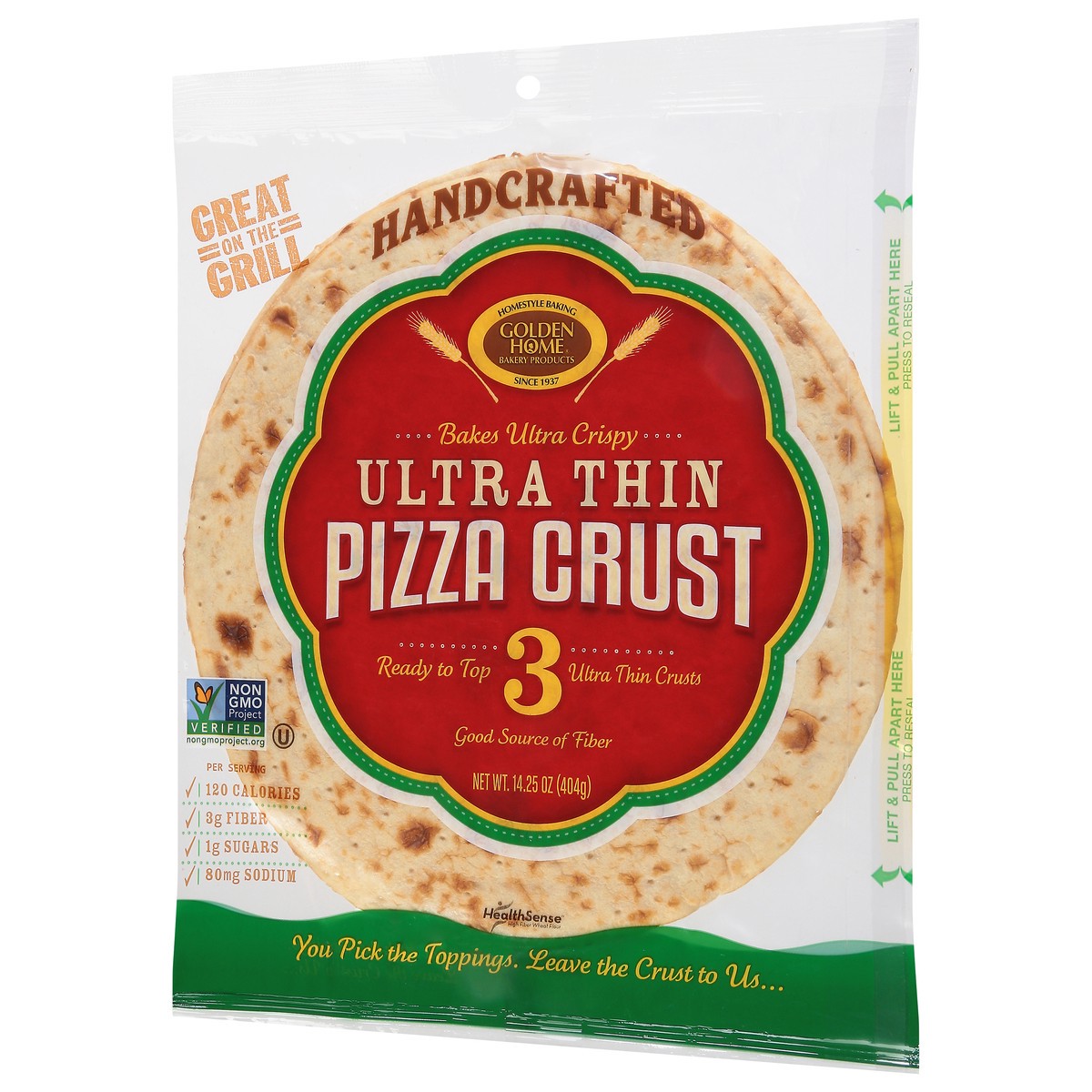 slide 11 of 12, Golden Home Hand Crafted Ultra Thin Pizza Crust 14.25 oz, 14.25 oz