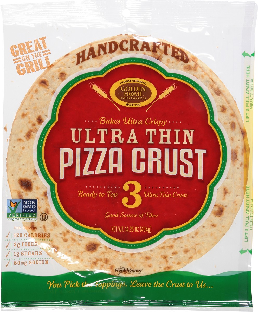 slide 12 of 12, Golden Home Hand Crafted Ultra Thin Pizza Crust 14.25 oz, 14.25 oz