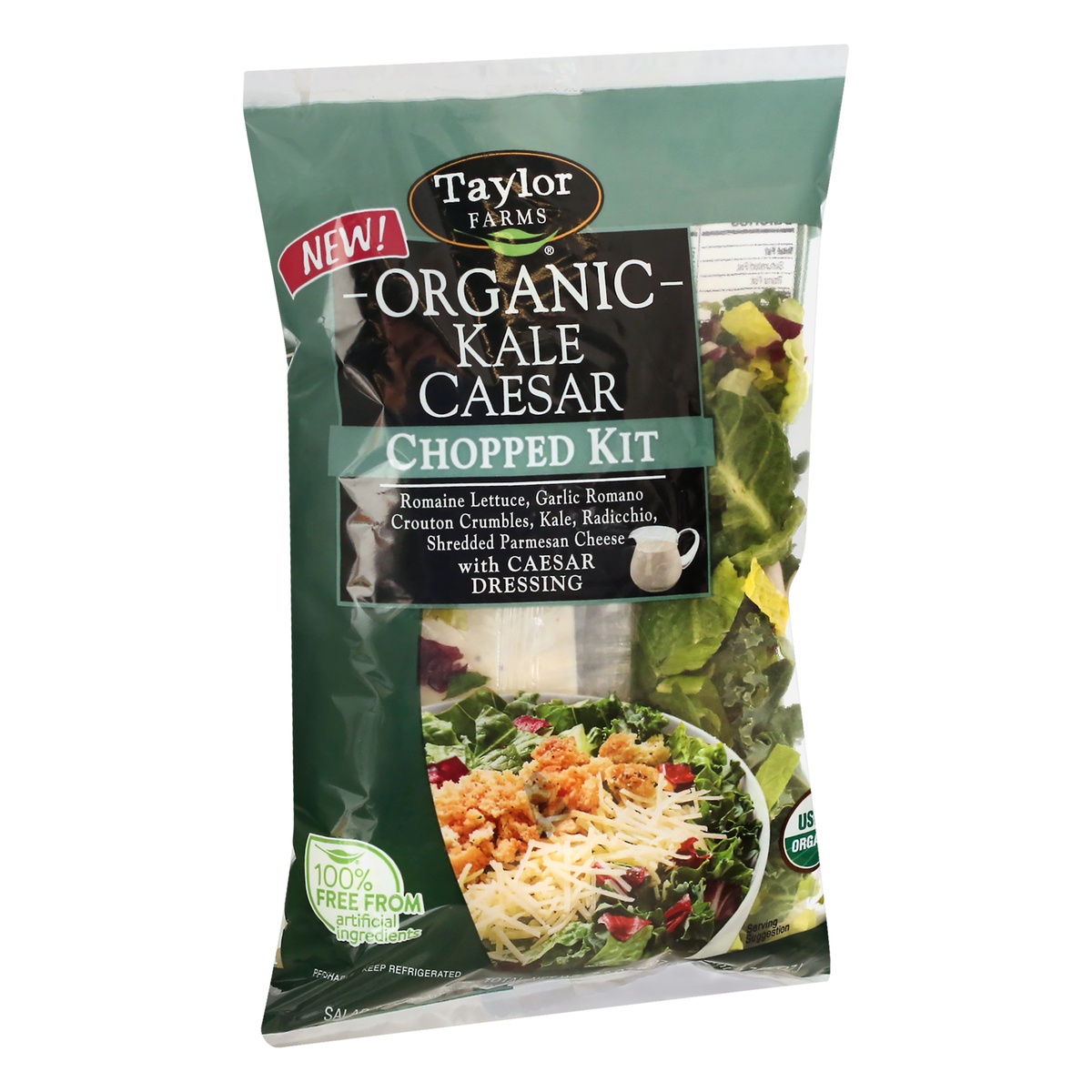 slide 2 of 10, Taylor Farms Organic Kale Caesar Chopped Salad Kit, 7.8 oz