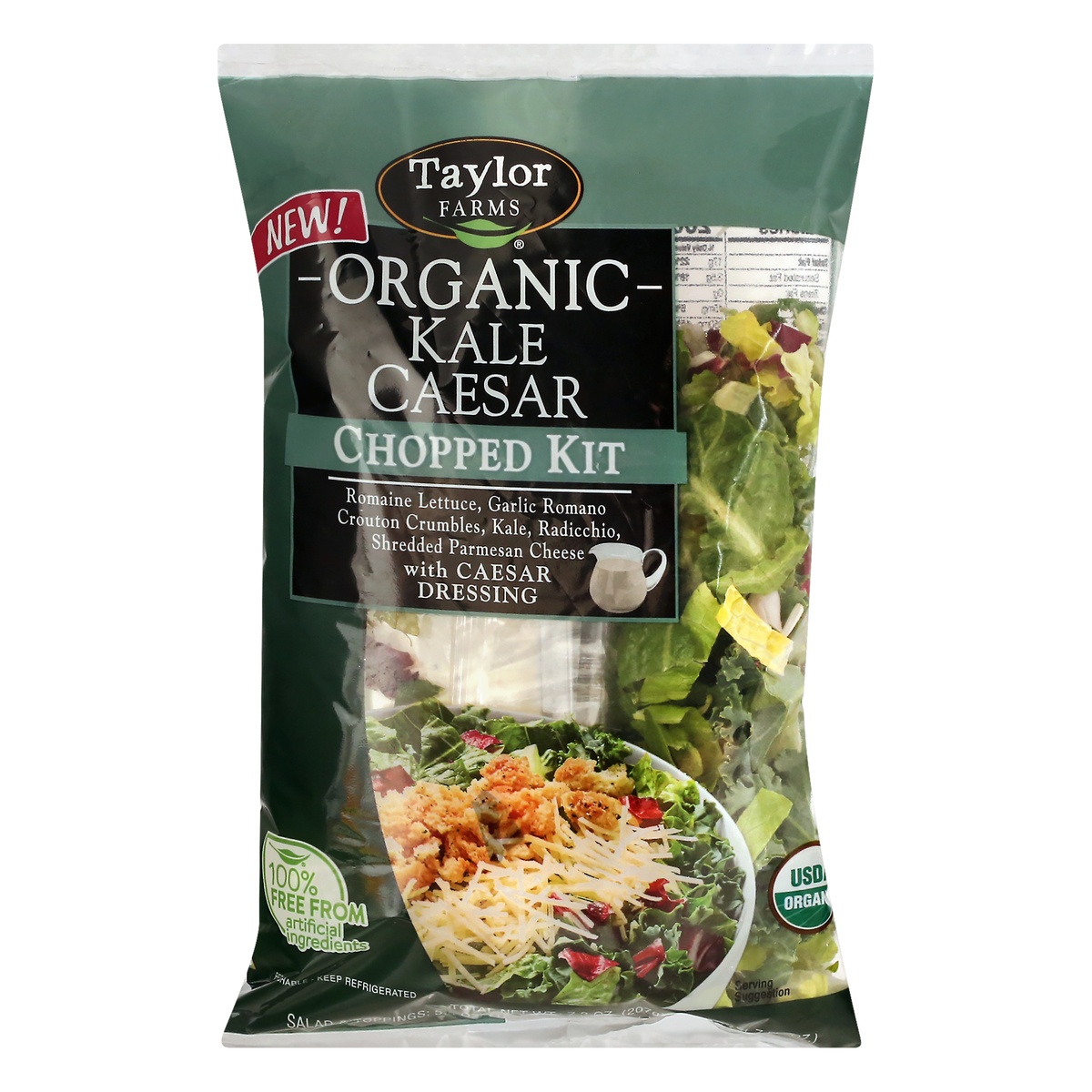 slide 1 of 10, Taylor Farms Organic Kale Caesar Chopped Salad Kit, 7.8 oz