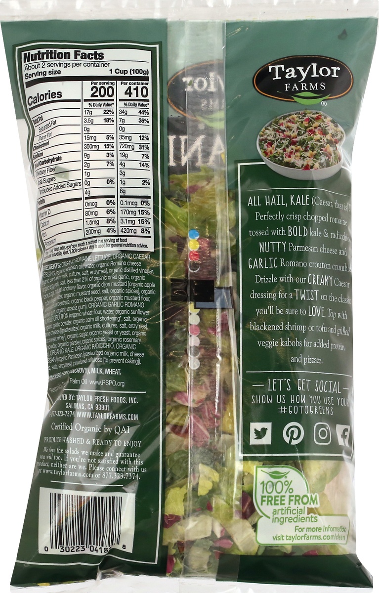 slide 10 of 10, Taylor Farms Organic Kale Caesar Chopped Salad Kit, 7.8 oz