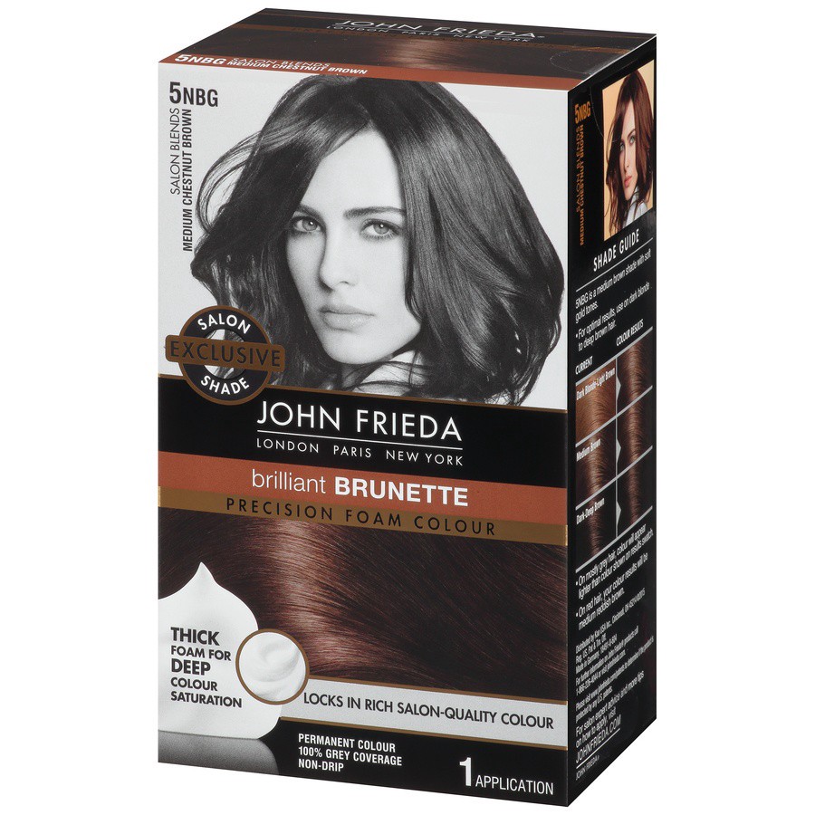 slide 4 of 7, John Frieda Brilliant Brunette Medium Chestnut Brown 5nbg Precision Foam Colour Kit, 6 pc