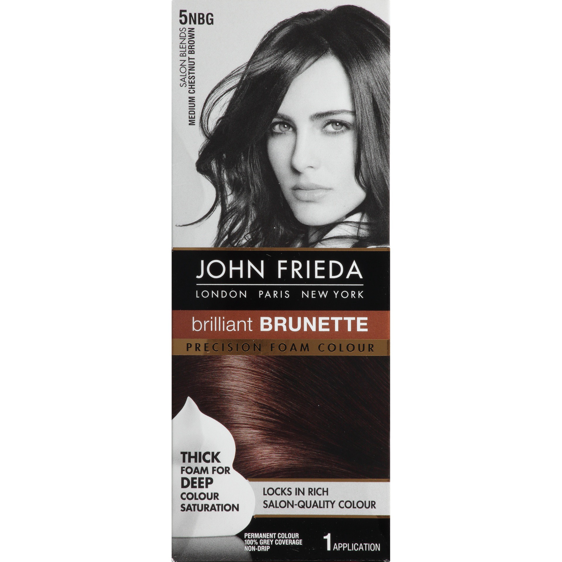 slide 2 of 7, John Frieda Brilliant Brunette Medium Chestnut Brown 5nbg Precision Foam Colour Kit, 6 pc