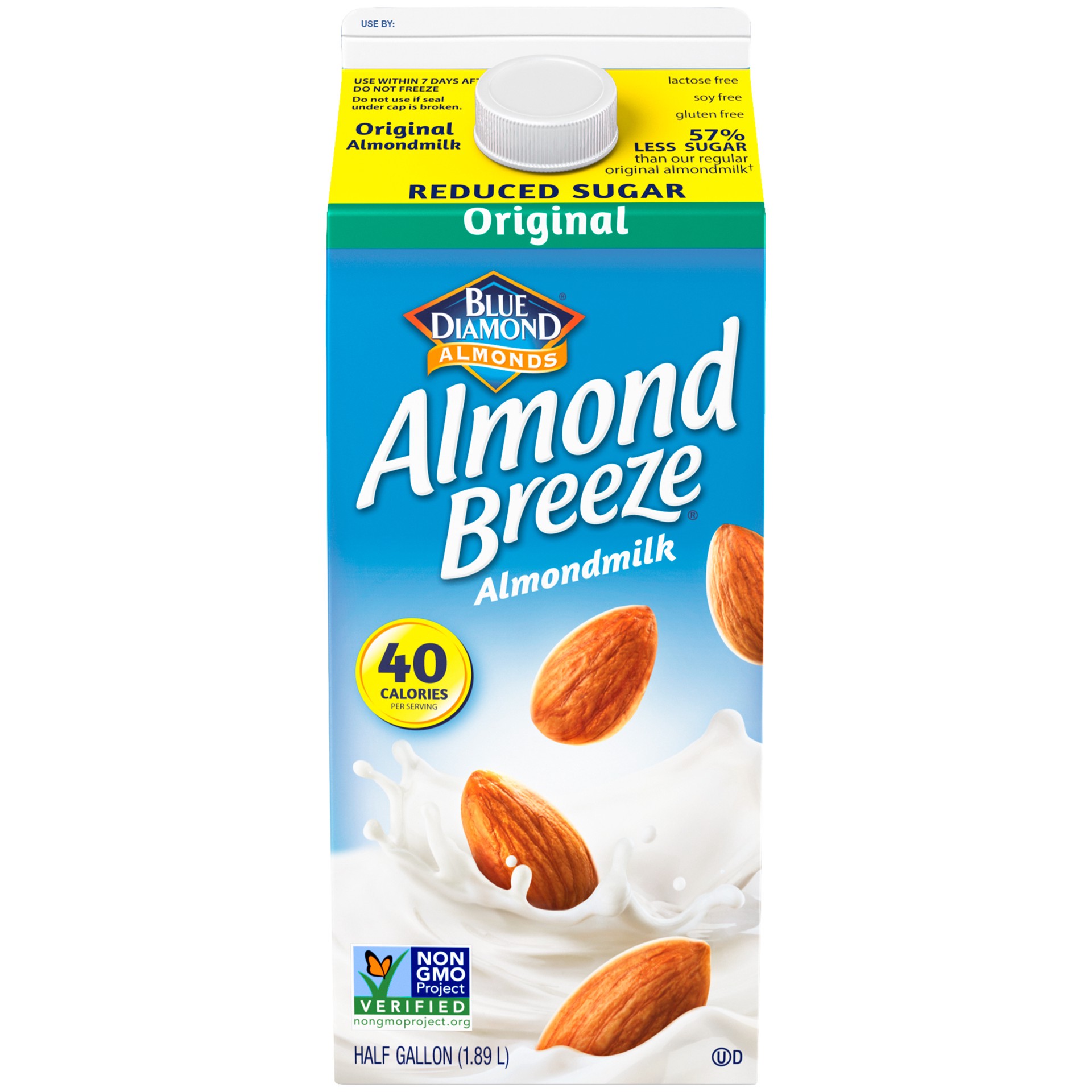 slide 1 of 4, Blue Diamond Almond Breeze Reduced Sugar Original Almondmilk, 64 oz