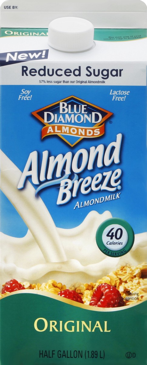 slide 2 of 4, Blue Diamond Almond Breeze Reduced Sugar Original Almondmilk, 64 oz