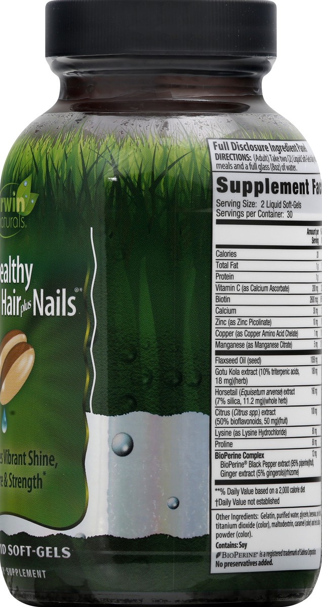 slide 8 of 9, Irwin Naturals Liquid Soft-Gels Healthy Skin & Hair Plus Nails 60 ea, 60 ct