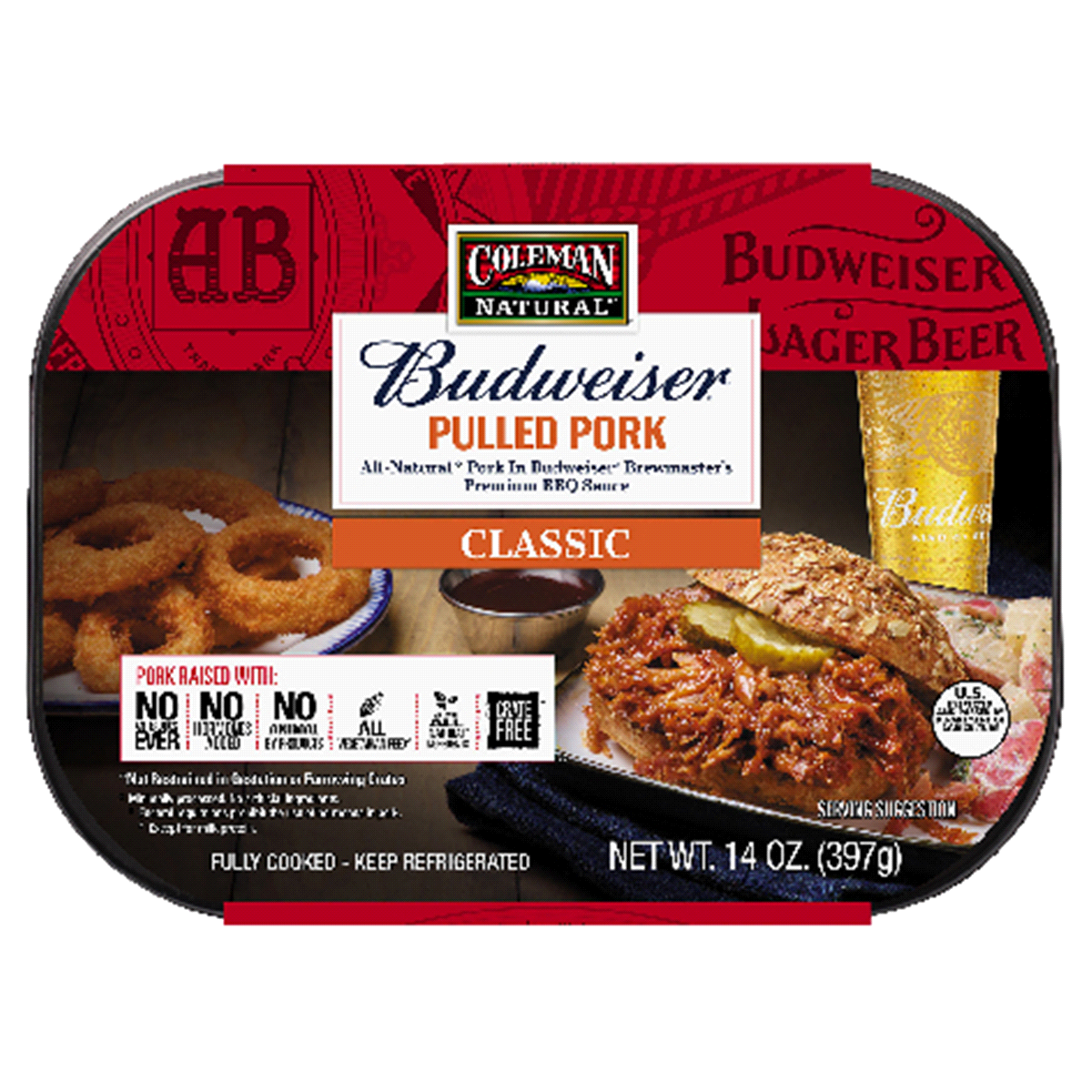 slide 1 of 1, Coleman Natural Budweiser BBQ Classic Pulled Pork, 14 oz