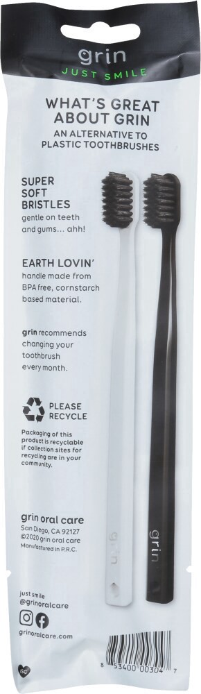 slide 2 of 2, Grin White Charcoal Infused Toothbrushes 2 ea, 1 ct
