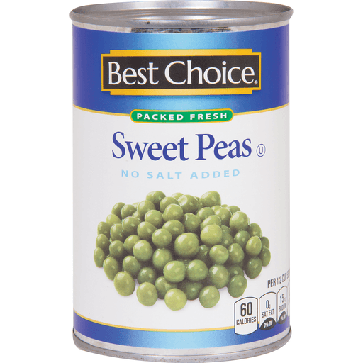 slide 1 of 1, Best Choice No Salt Sweet Peas, 15 oz