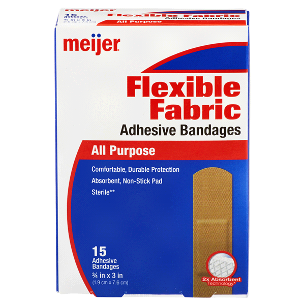 slide 1 of 3, Meijer Fabric Bandages, 15 ct