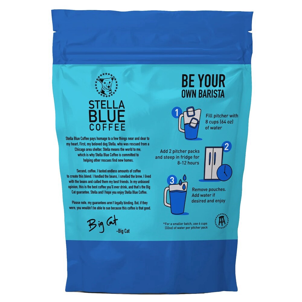 slide 2 of 2, Stella Blue Coffee Big Cat Blend Medium Roast Cold Brew Pitcher Packs - 6 ct; 1.75 oz, 6 ct; 1.75 oz