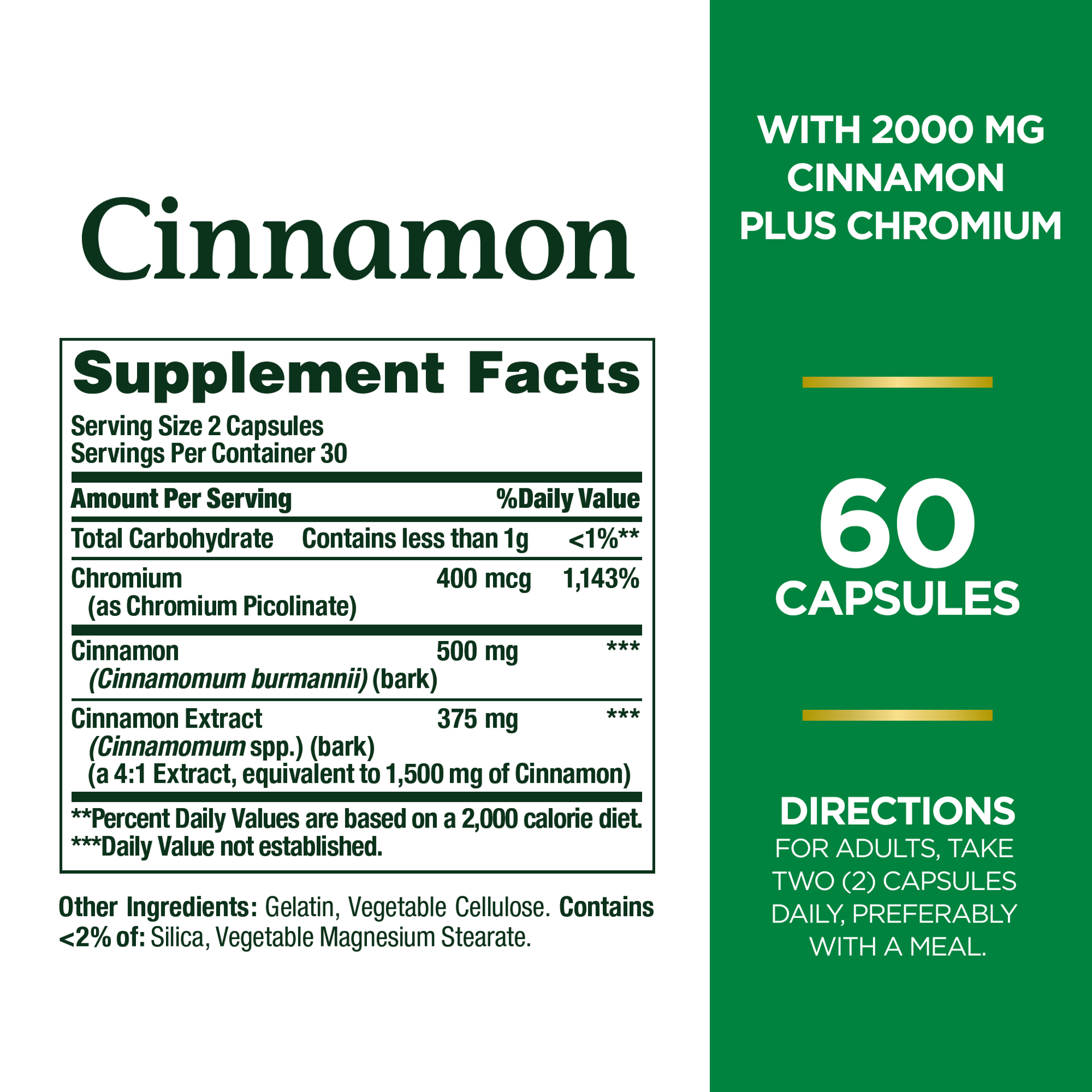 slide 4 of 5, Nature's Bounty Cinnamon Supplement + Chromium  , 2000mg, 60 Capsules, 60 ct