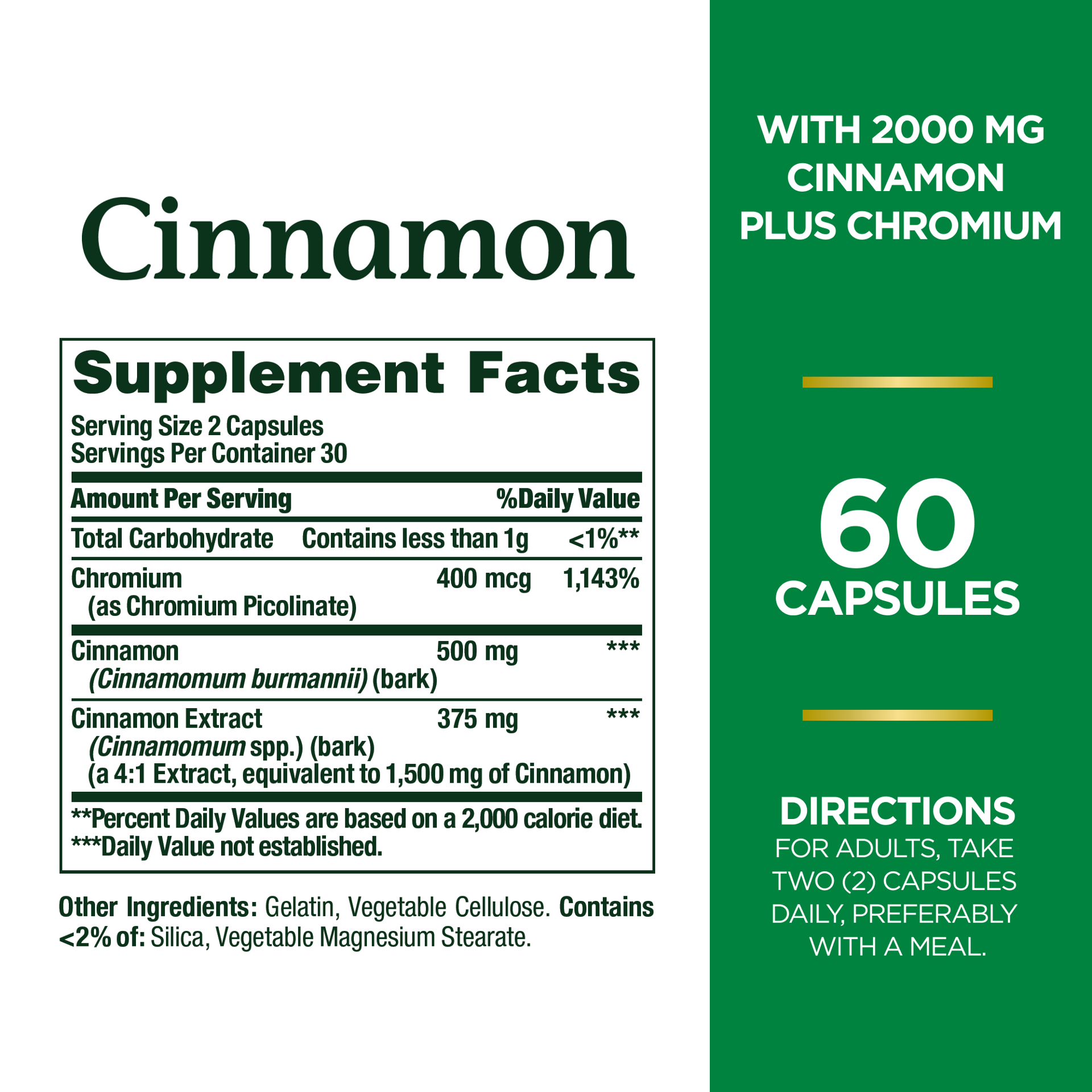 slide 4 of 5, Nature's Bounty Nature''s Bounty Cinnamon Supplement + Chromium , 2000mg, 60 Capsules, 60 ct