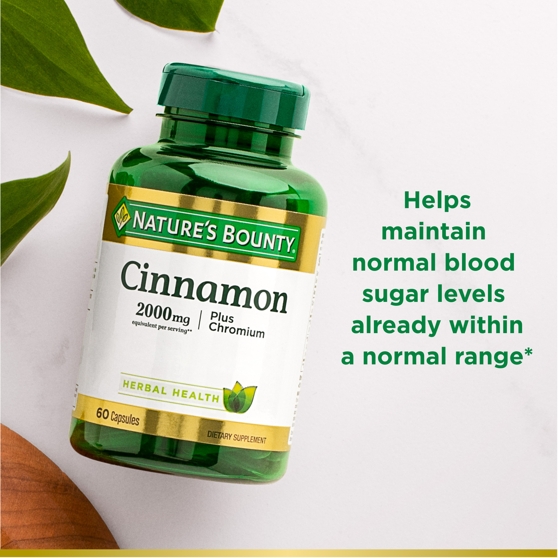 slide 5 of 5, Nature's Bounty Nature''s Bounty Cinnamon Supplement + Chromium , 2000mg, 60 Capsules, 60 ct