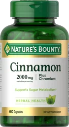 NATURE''S BOUNTY Nature’s Bounty Cinnamon + Chromium Sugar Metabolism Support Capsules, 2000mg