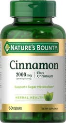 NATURE''S BOUNTY Nature’s Bounty Cinnamon + Chromium Sugar Metabolism Support Capsules, 2000mg