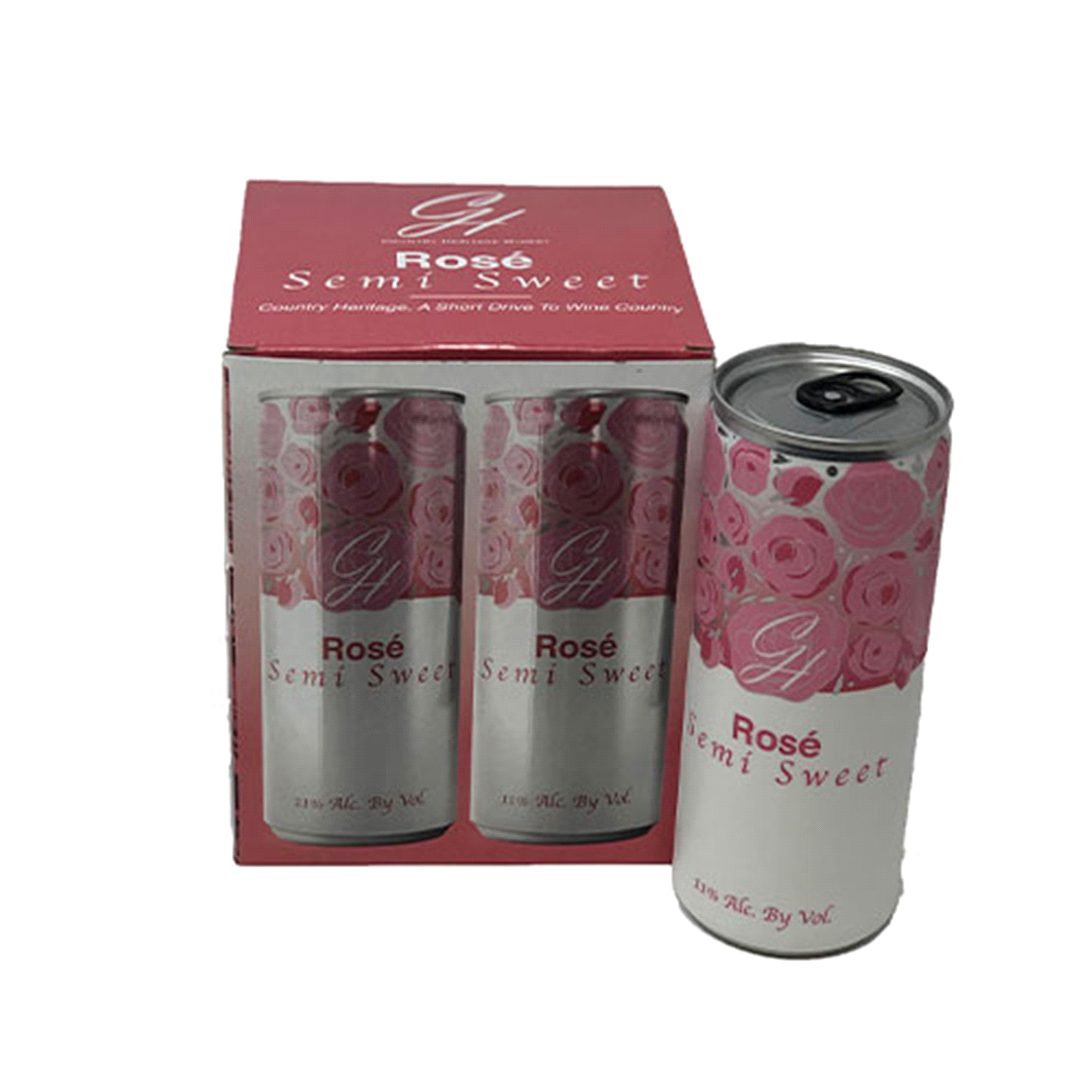 slide 1 of 1, OTHER-ALCOHOLIC BEVERAGES Country Heritage Rose Semi Sweet, Can, 4 ct