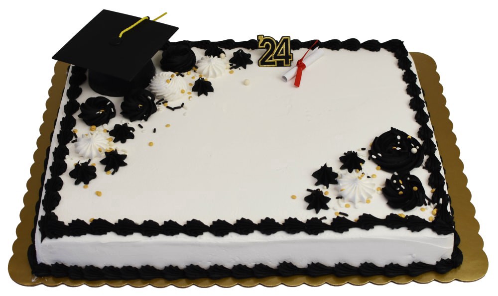 slide 1 of 1, Bakery Fresh Graduation White Half Sheet Cake, 107.5 oz