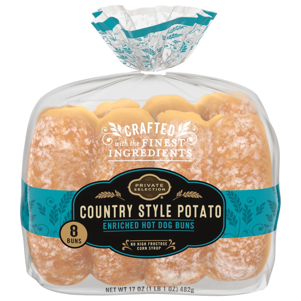 slide 1 of 6, Private Selection Potato Hot Dog Buns, 8 ct / 2.1 oz