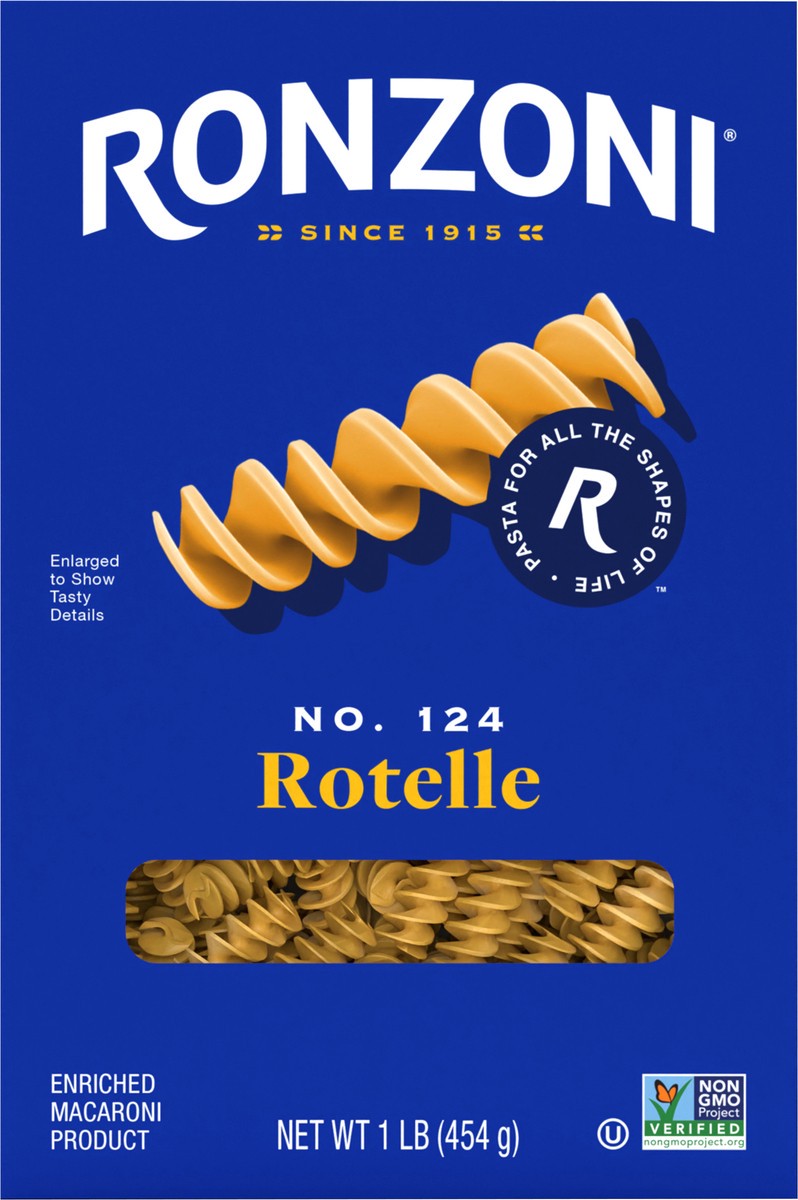 slide 6 of 9, Ronzoni Rotelle, 16 oz, Large Spiral Corkscrew Pasta, Non-GMO, 1 lb