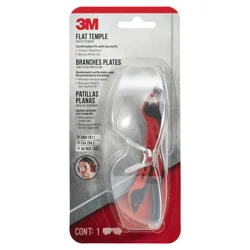 3M Eye Protection, Black/Red Frame, Clear Lenses