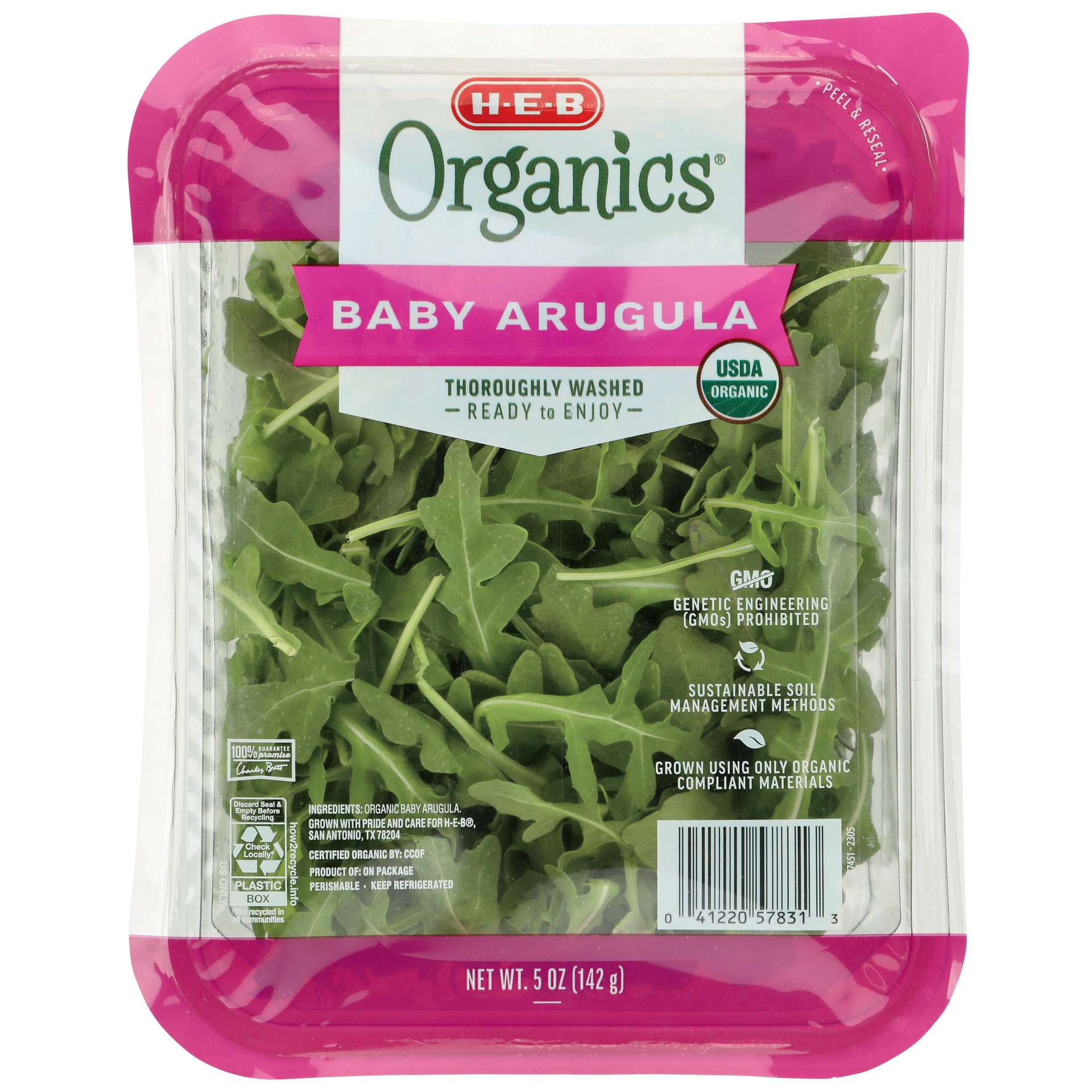 slide 1 of 1, H-E-B Organics Baby Arugula, 5 oz