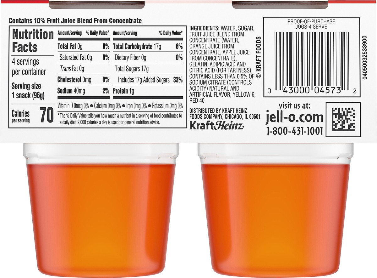 slide 7 of 9, Jell-O Original Orange Artificially Flavored Ready-to-Eat Gelatin Snack Cups, 4 ct Cups, 13.5 oz
