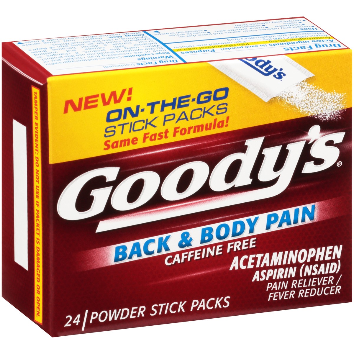 slide 6 of 10, Goody's Back and Body Pain Relief Powder, Body Aches & Pains Relief, 24 Powder Sticks, 24 ct