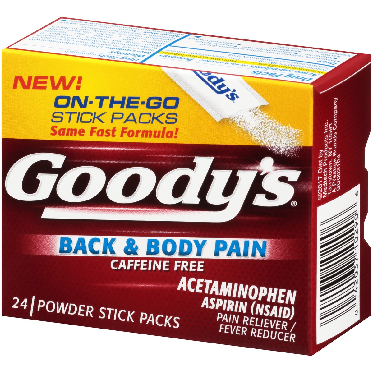 slide 2 of 10, Goody's Back and Body Pain Relief Powder, Body Aches & Pains Relief, 24 Powder Sticks, 24 ct