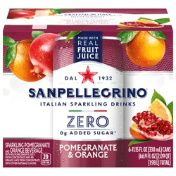San Pellegrino Italian Sparkling Drink, Zero Sugar, Pomegranate and Orange, 6 Cans