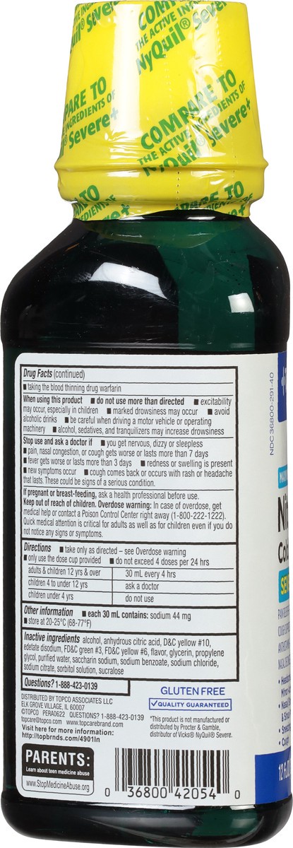 slide 6 of 10, TopCare Health Severe Maximum Strength Relief NiteTime Original Flavor Cold & Flu 12 fl oz, 12 fl oz