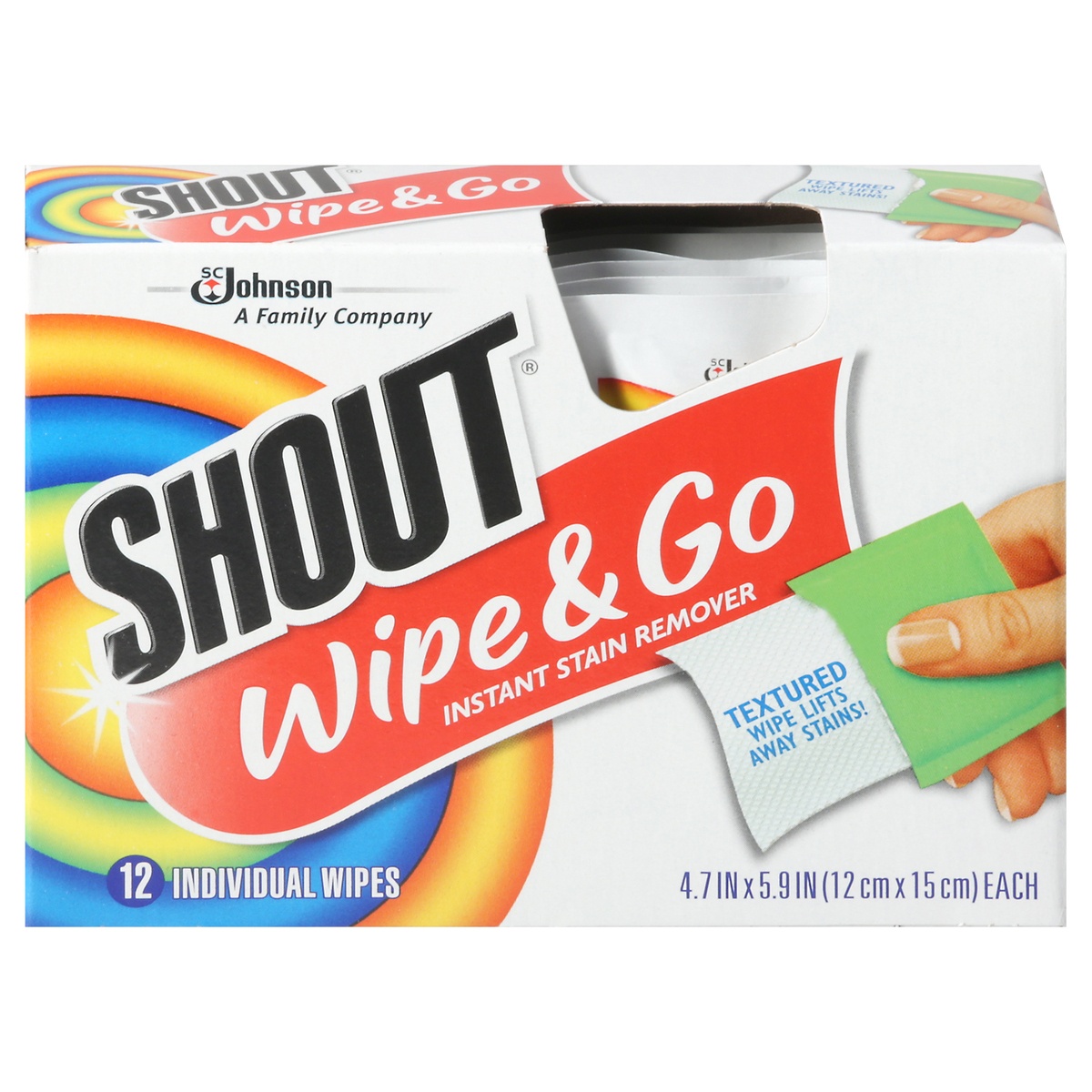 Shout Wipe & Go, Instant Stain Remover, 12 Wipes