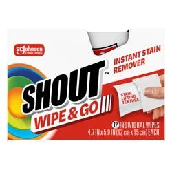 Shout Wipe & Go, Instant Stain Remover, 12 Wipes